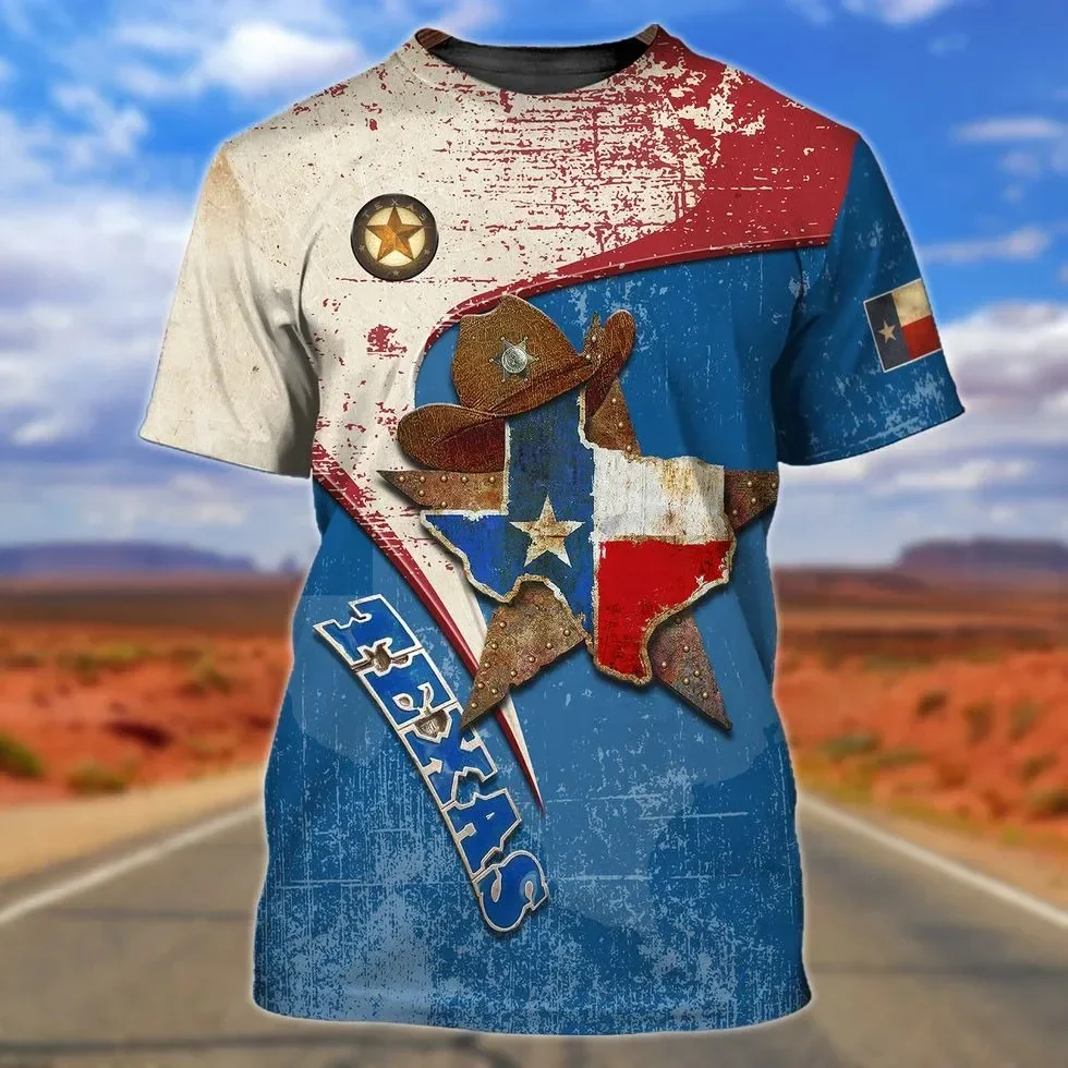 Camisetas con estampado de My Texas en 3D para hombre, Tops de gran tamaño, camisetas de manga corta, ropa de calle informal a la moda