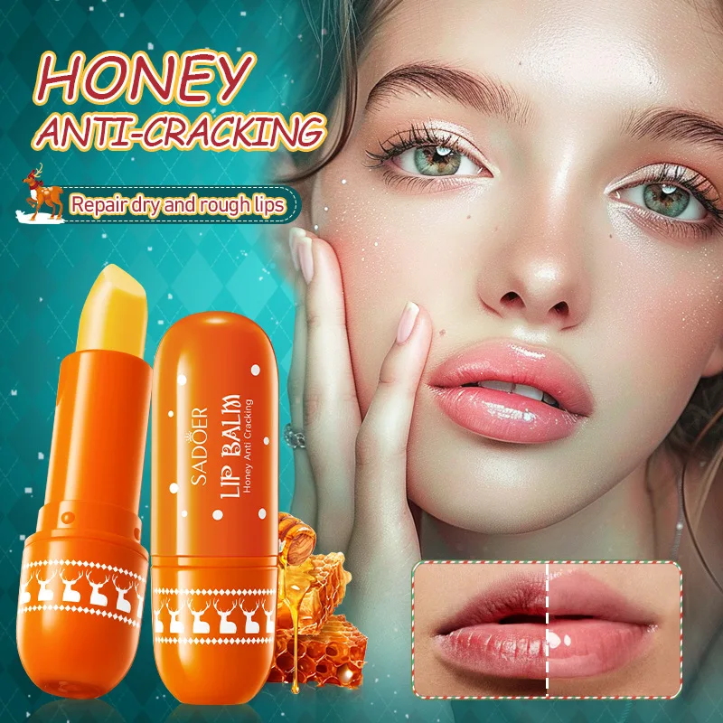 

Christmas Honey Lip Balm Moisturizing Anti-dry Lip Balm Easy To Carry Anti-cracking Water Gloss Hydrating Lipstick Lip Care