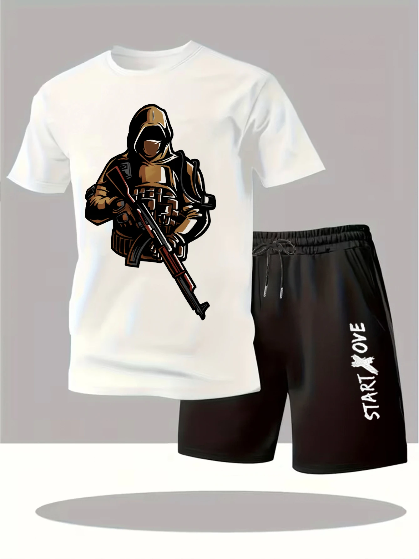 

Мужские комплекты 2025: Новинка! Модный спортивный костюм Y2K с графическим принтом, комплект из свитшота с коротким рукавом и брюк. Мужские костюмы, спортивные костюмы.