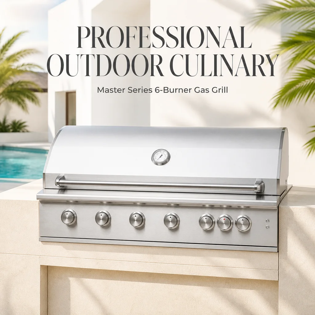 High Efficiency 6 Burner Built-in BBQ Grill with Infrared Rear Burner and Panoramic for Large Party Grilling