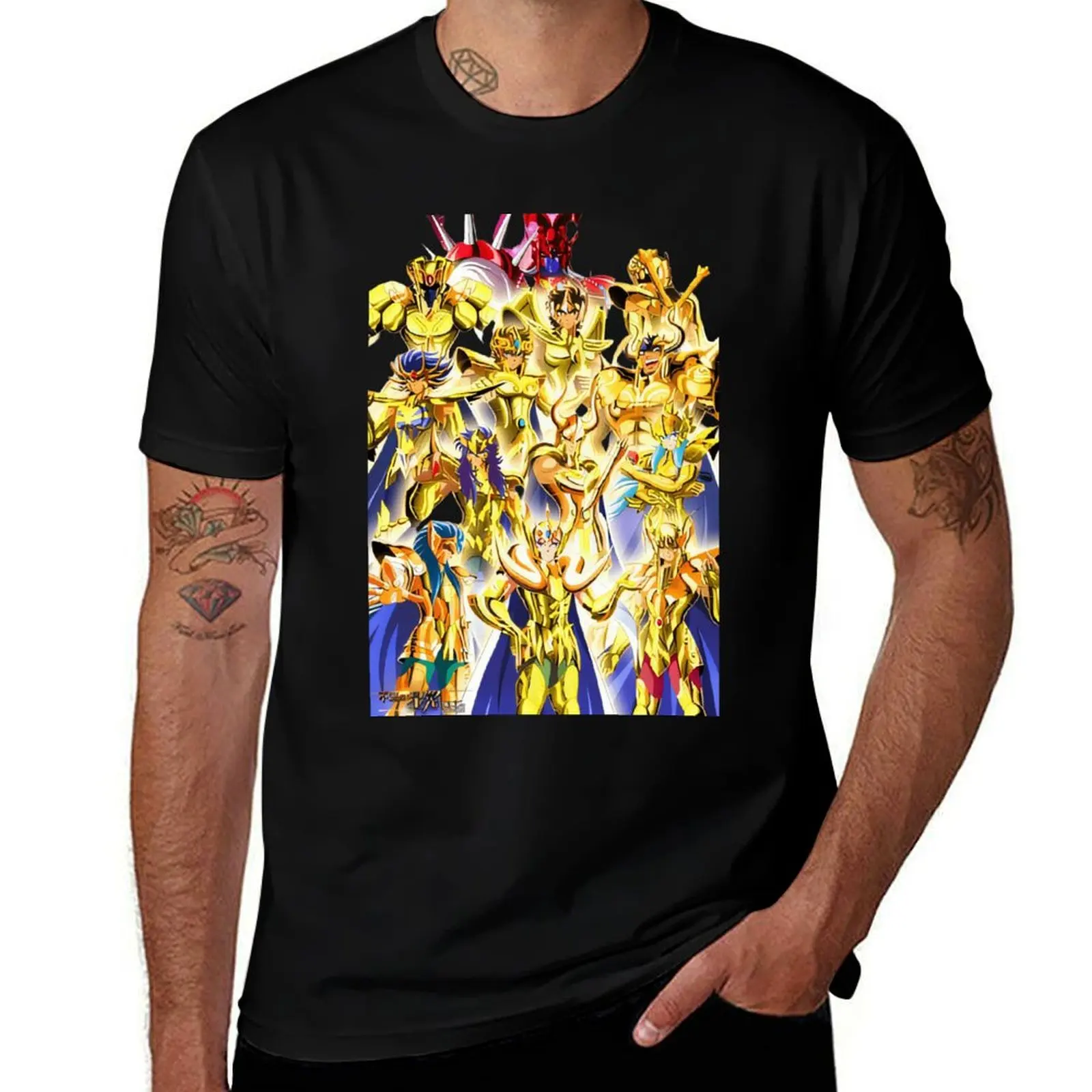 

Oversized Fit 100% Cotton T-Shirt Custom Print Indie Tee Classic Fit for Summer Saint Seiya Gold Saint Knights of the Zodiac