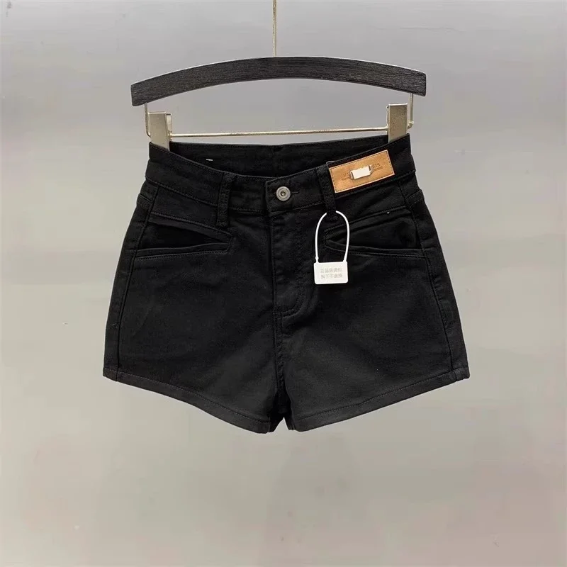 

Дизайнерские джинсовые шорты с карманами для женщин, весенне-летние новые узкие широкие шорты трапециевидной формы с высокой талией