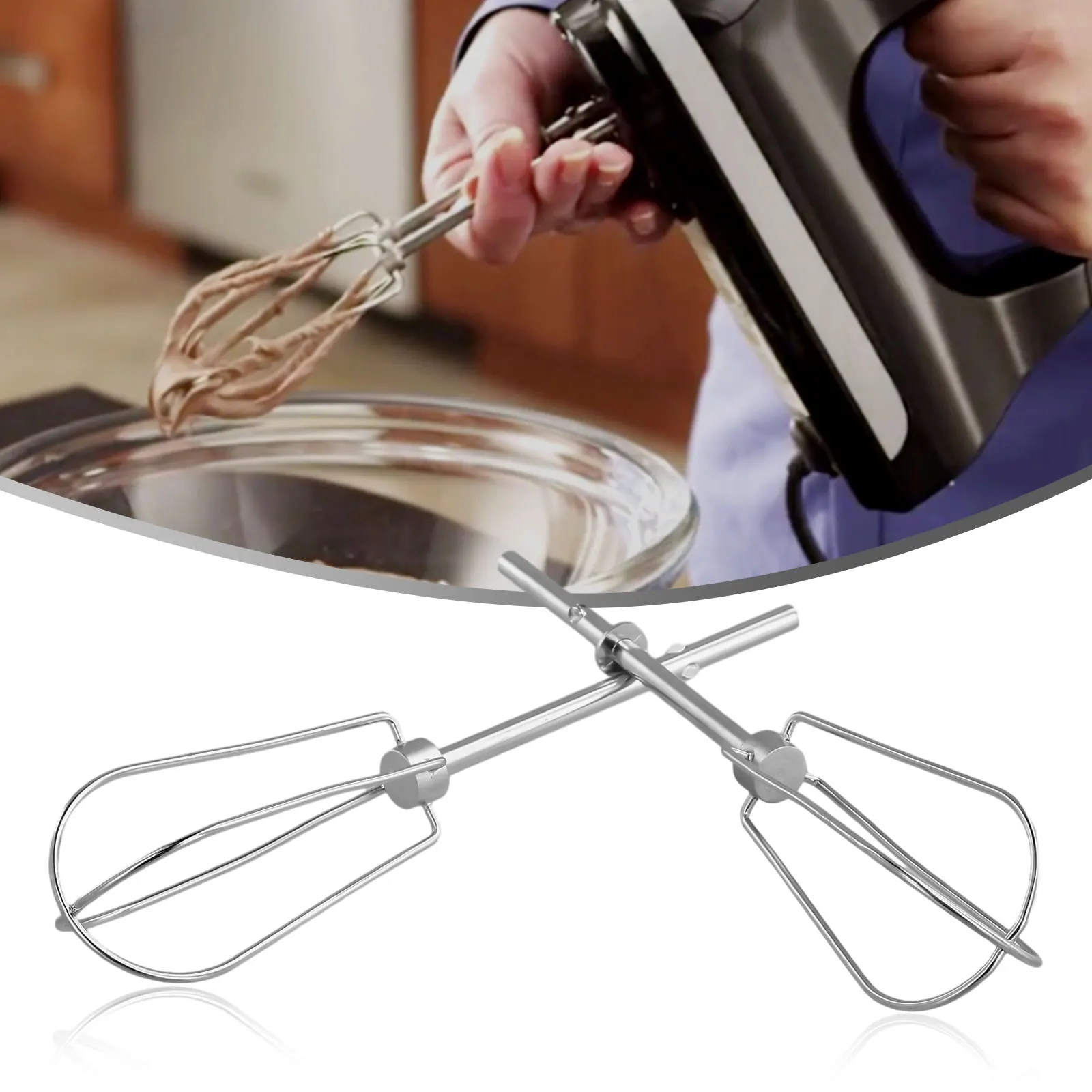 2pcs Stainless Steel Mixing Rods Head Eggs Cream Flour Cake Stirrer Whisk For KHM3 KHM5 W10490648 Hand Mixer Beaters