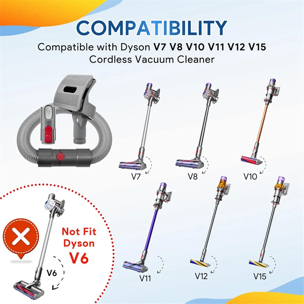 ABRG Pet Grooming Kit สําหรับเครื่องดูดฝุ่น Dyson V7 V8 V10 V11 V15 - สัตว์เลี้ยงสุนัขแปรงผมสูญญากาศสิ่งที่แนบมาพร้อมสายต่อและอะแดปเตอร์