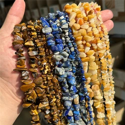 3-5-8-12MM Natural Stone Chips Beads Irregular Freeform Lapis Tiger Eye Chip Gravel Spacer Beads DIY Jewelry Necklace Bracelet