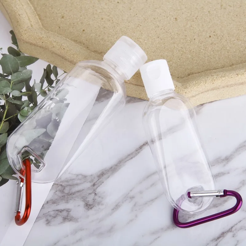 30/50 ml Reise-Kunststoff-Schlüsselanhänger-Flaschen, auslaufsicherer Quetschbehälter mit Klappdeckel für Kosmetika, nachfüllbare tragbare Flasche – Detail 13