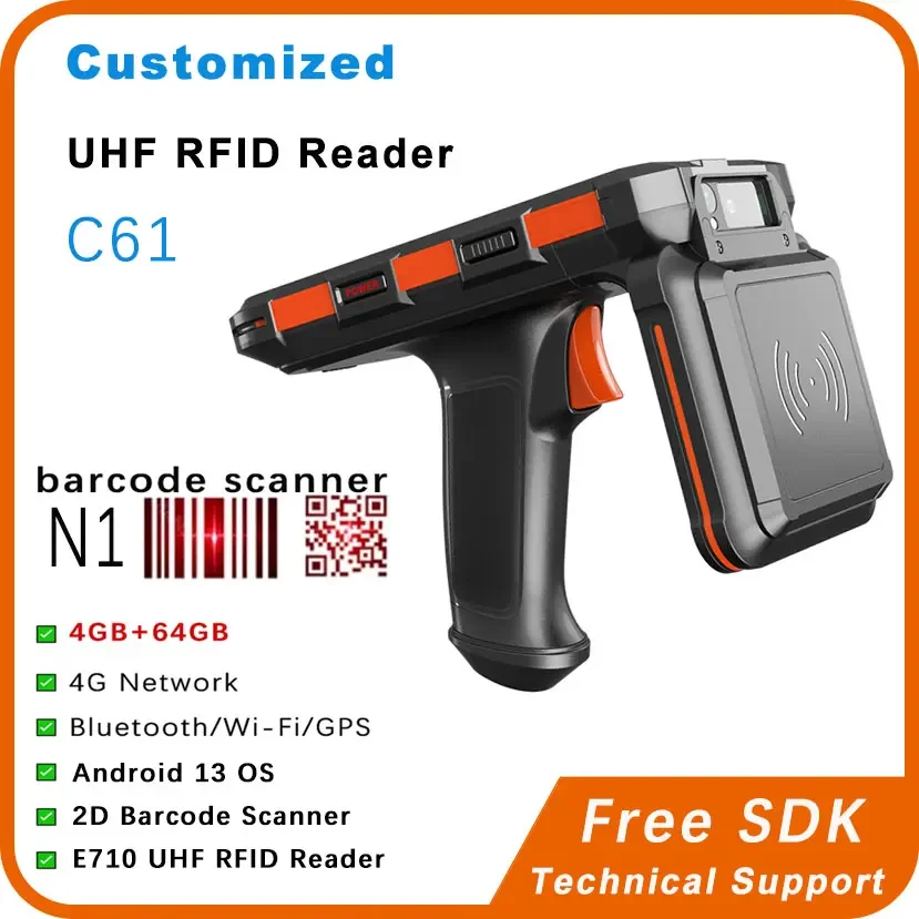 

5.5-Inch PDA Android 13 Mobile 4G with Grip 1D 2D Barcode Reader QR Code Scanner Warehouse Inventory Data Handheld Terminal