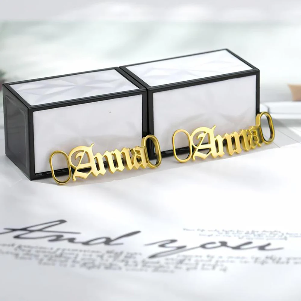 Personalized Fashion Customization with A Pair Stainless Steel Nameplates Shoe Buckles Engraved with Names Dates Charm Shoe tag