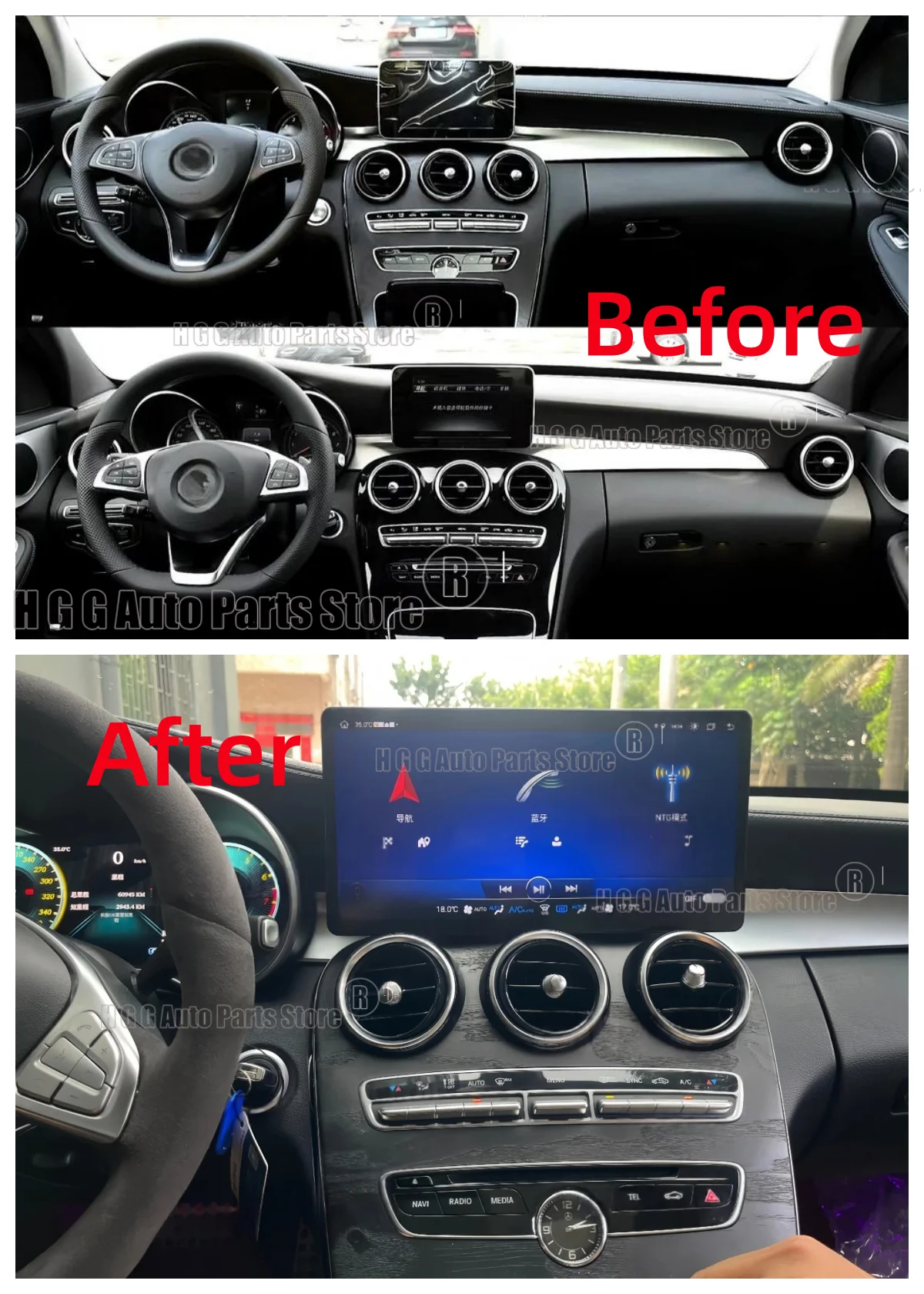 13.3 inch For Mercedes Benz C Class W205 GLC X253 2015-2019 Car Radio Video Multimedia Audio Player Wireless CarPlay GPS Navi