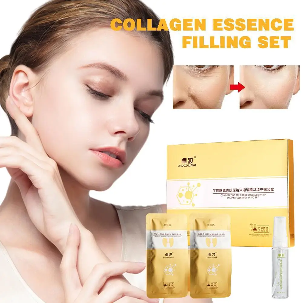 Set di riempimento dell'essenza di collagene per le donne Kit di essenza di collagene osseo di cervo a spirale siero viso di sollevamento giapponese Anti-invecchiamento