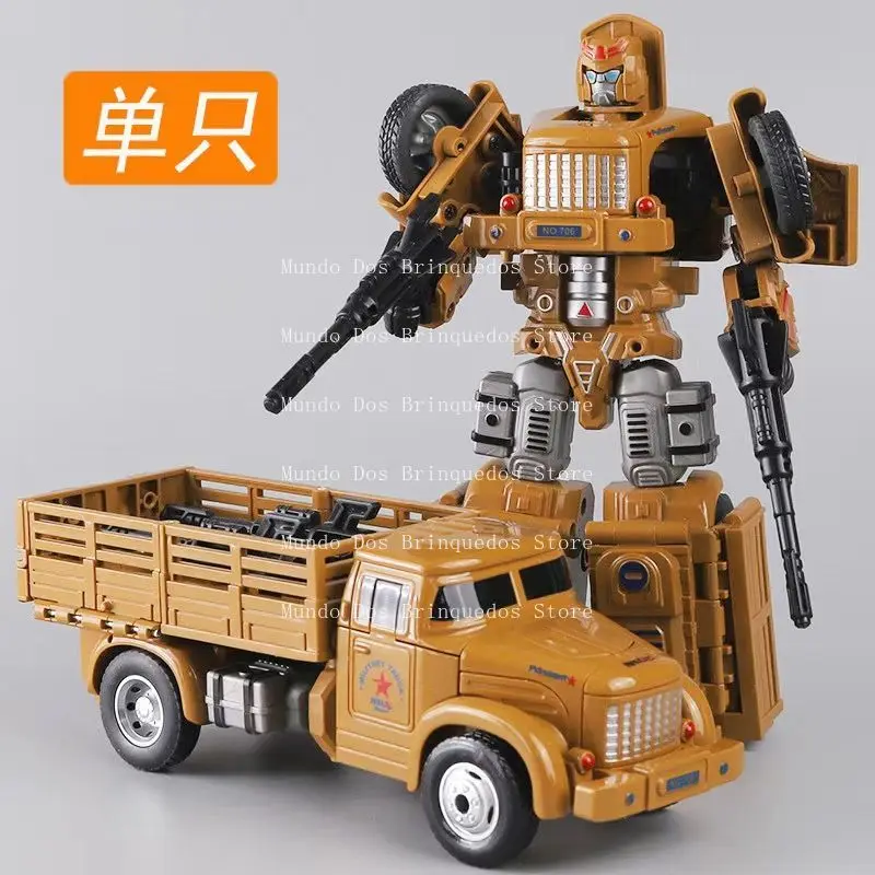 Jiefang شاحنة كلب الصيد تشوه لعبة روبوت نموذج محاكاة الجمود مقاتلة التحول روبوت نموذج اللعب هدايا عيد الميلاد