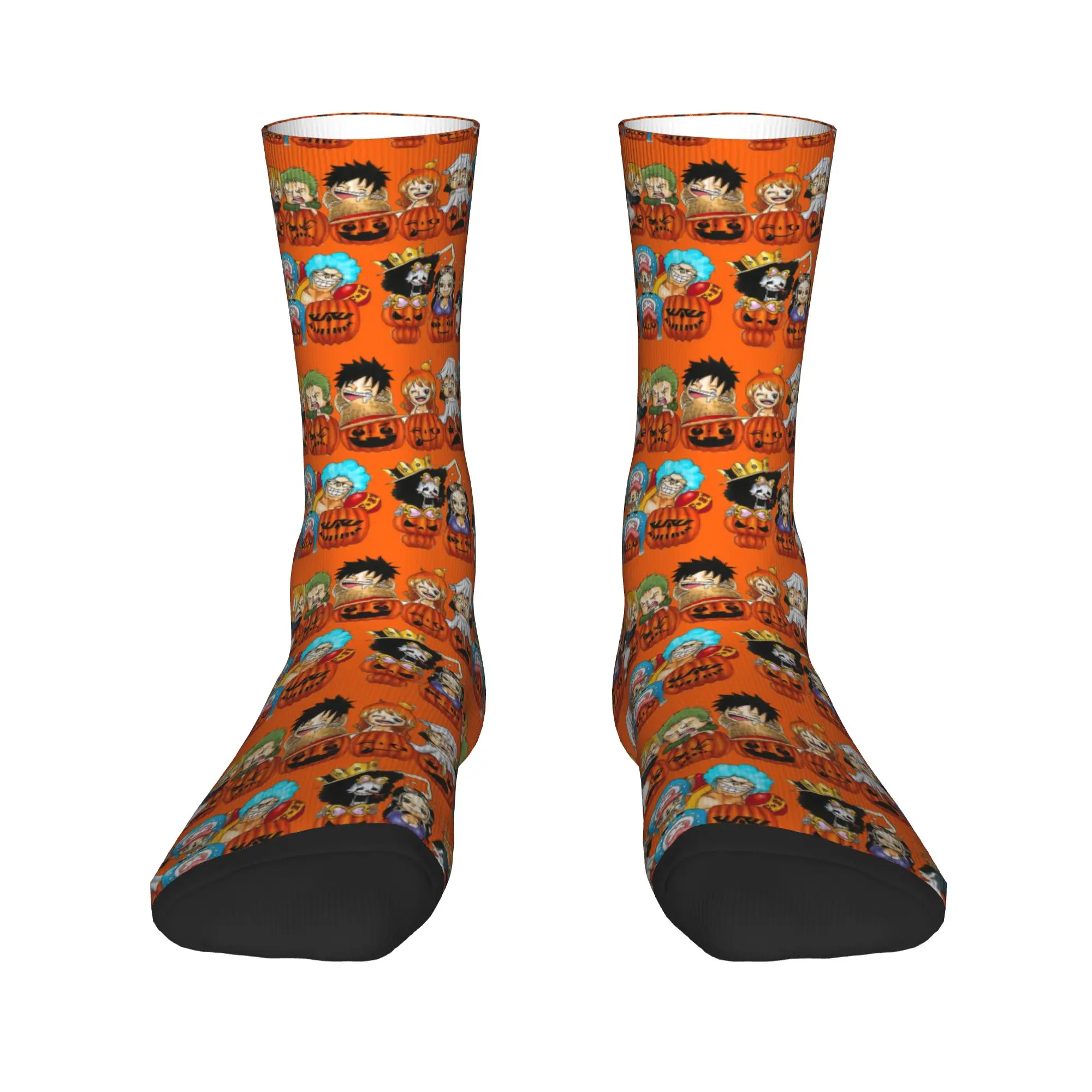 o-One-p-Piece-e onepieces Halloween luffys pumkin Socks for Women Men All Seasons  Cozy Long Socks Sweat Absorbing