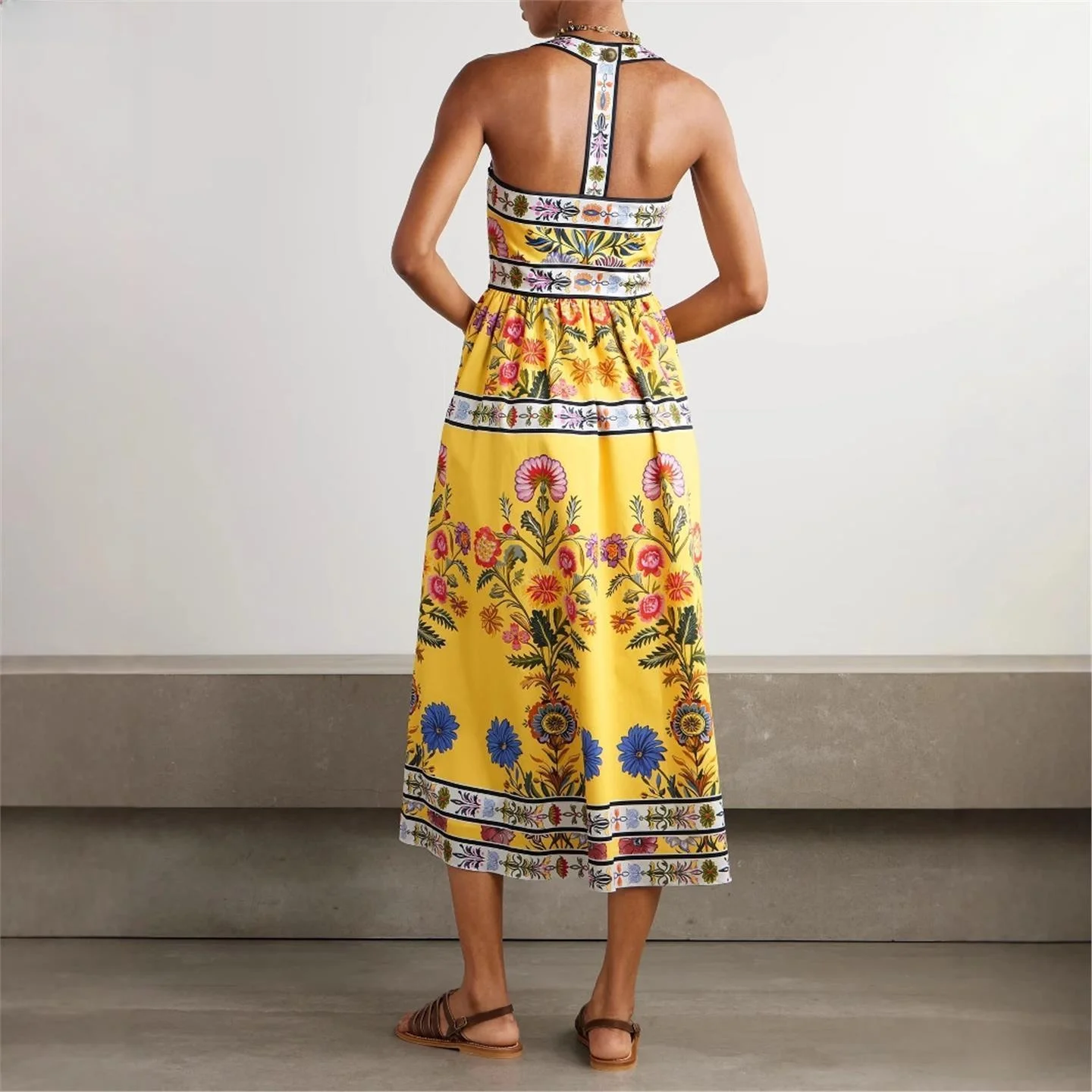 Summer Sexy Strap Pocket Positioning Print Dress Women's Holiday VACAY Casual High Waist European Style No Sleeve Regular Thi...
