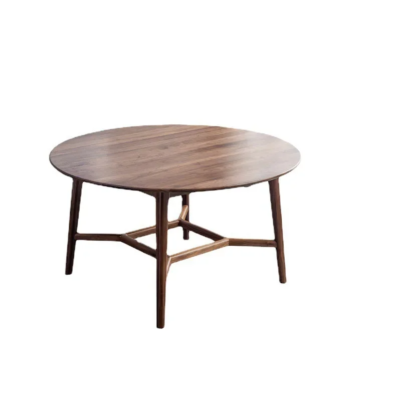 

North American black walnut dining table, log large apartment creative round table combination