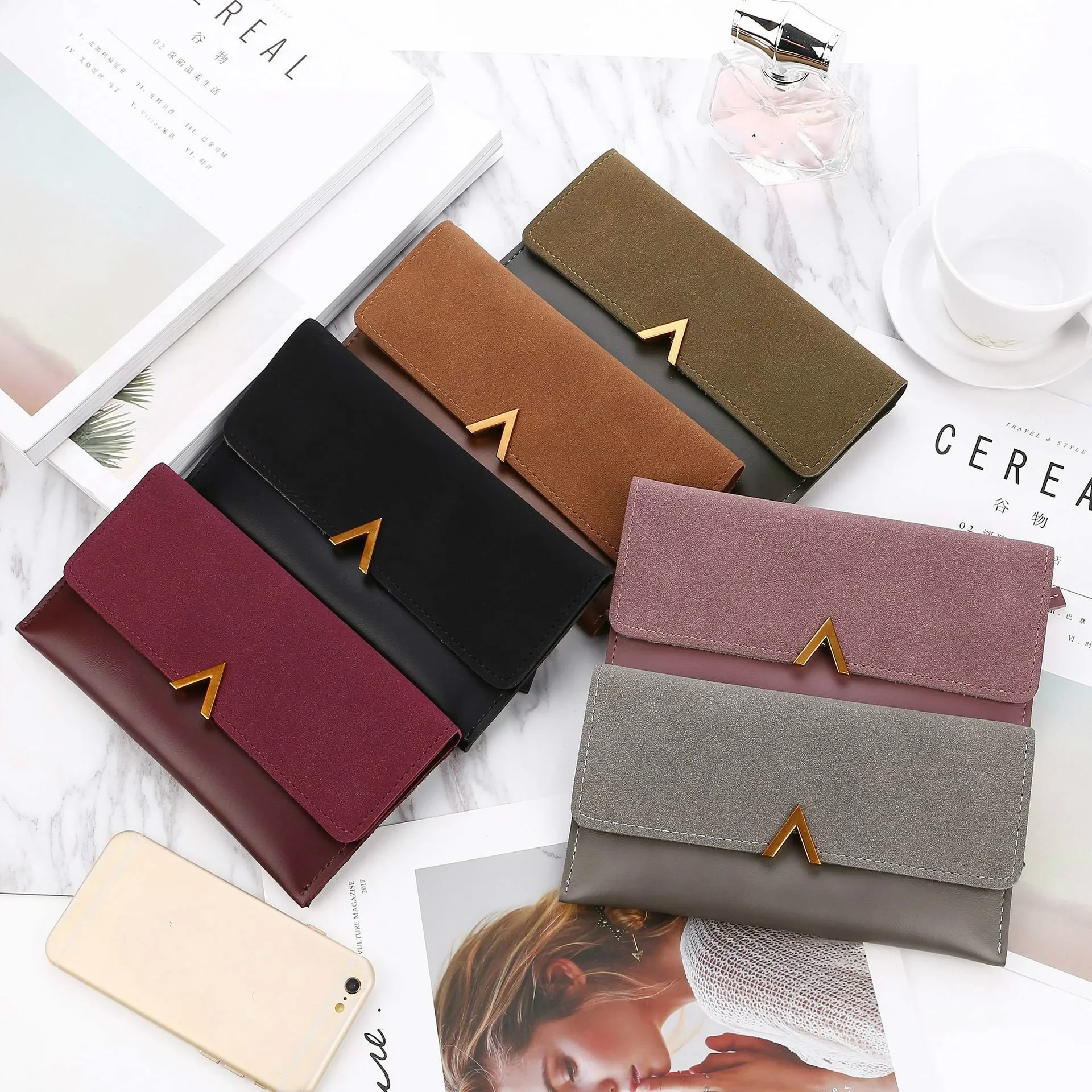 

Leather Women Wallets Hasp Lady Moneybags Zipper Coin Purse Woman Envelope Wallet Money Cards ID Holder Bags Purses Pocket