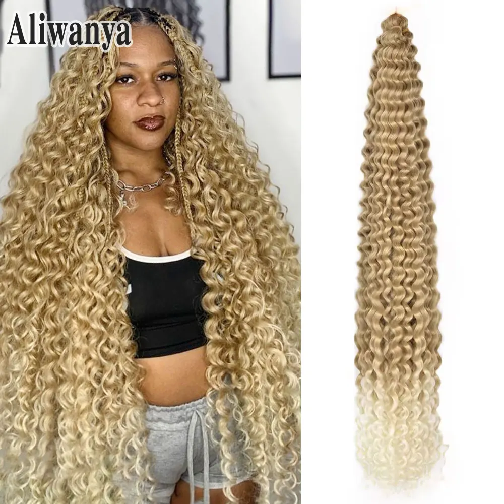 

Глубокие волнистые волосы, вязанные крючком, коса в стиле бохо, синтетические вьющиеся волосы, вязанные крючком косы, высокотемпературное волокно, плетение волос, наращивание волос