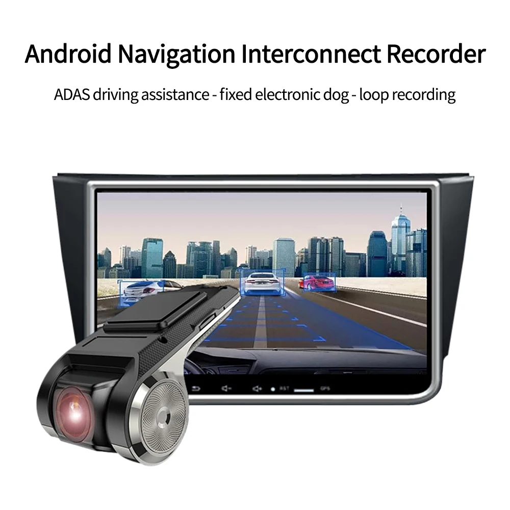 Car DVD Android Player Navigation Full HD Car DVR USB ADAS Dash Cam Head Unit Auto Audio Voice Alarm G-Shock Camera Recorder