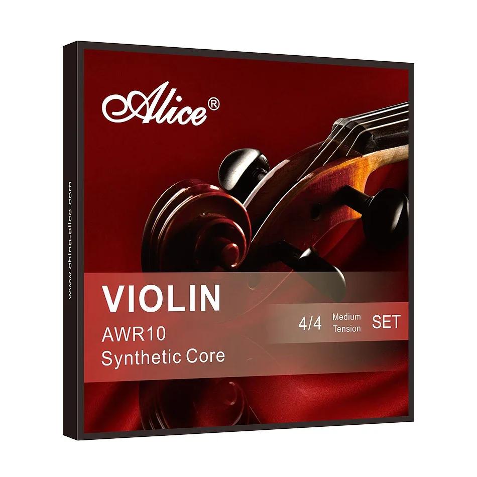 Alice Violin Strings AWR10 Multifilament Synthetic Core Al-Mg Pure Silver Winding Medium Tension for 4/4 Violin