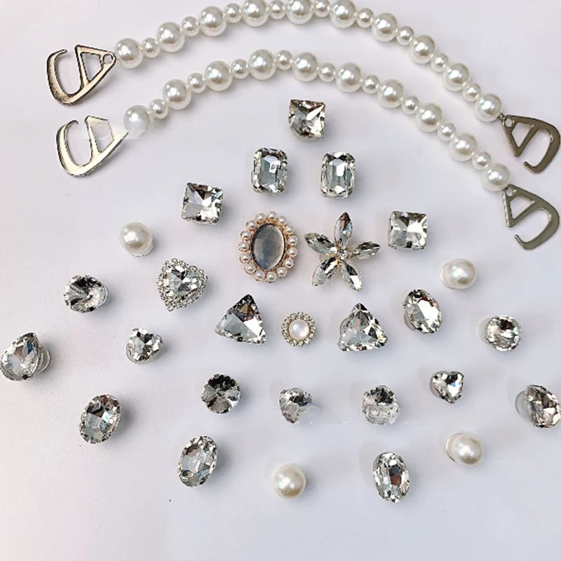 Clear Diamond Shoe Charme, DIY Decorações Sapato, Acessórios Botão, Fit para Goog Bag Slides, Sandálias Tamancos, Kids 'Presentes