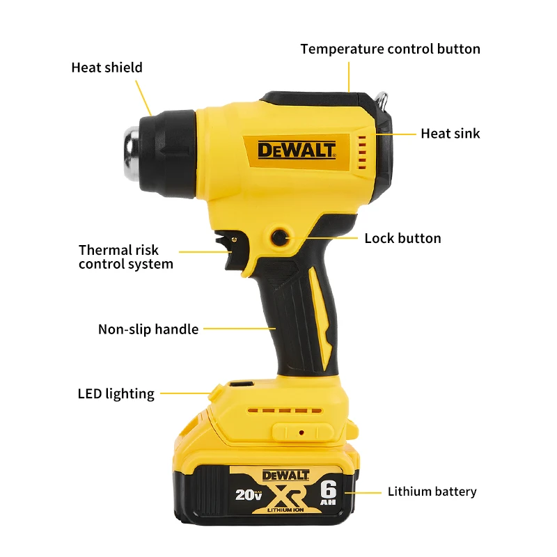 Dewalt-リチウム電池ヒートガン、ワイヤレス電気ベーキングガン、熱風乾燥機、ステッカーカーフィルム、dce510