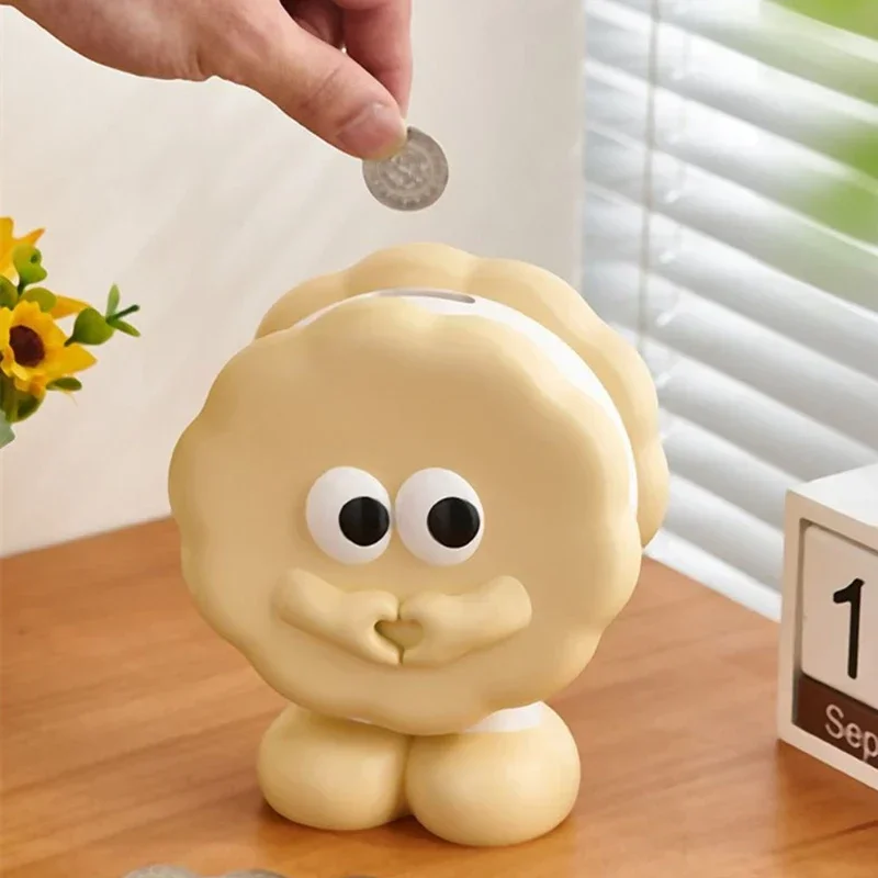 

Home Accessories Piggy Bank Cute Cartoon Big Eyes Resin Desk Decorations Cookie Piggy Bank Cion Money Saving Storage Box