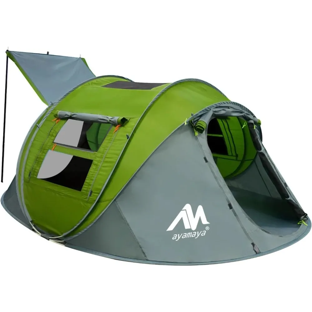 

4 Person Pop Up Tents for Camping - AYAMAYA Waterproof Instant Family Tents with Skylight & Removable Rainfly