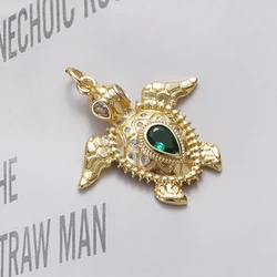 Cute Summer Animal Sea Turtle Copper Pendant Micro Zircon кулон For Women Bracelet Necklaces Jewelry Accessories