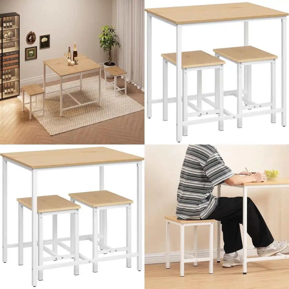 

3-Piece Compact Dining Set for Kitchen, Space-Saving Solution, Suitable for Small Spaces, Breakfast Nook, Living Room, Parties