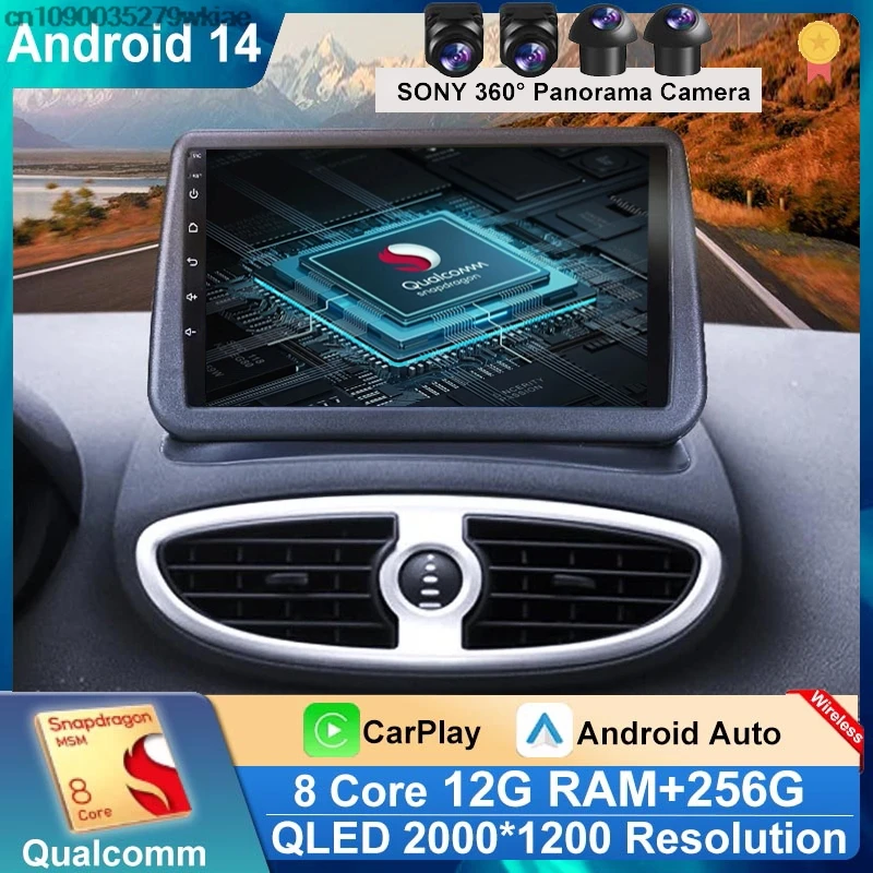 

Автомобильный радиоприемник Android 14 для Renault Clio 3 Clio3 2005-2014 GPS-навигация Android Авто Carplay мультимедийный плеер видео WiFi No 2din