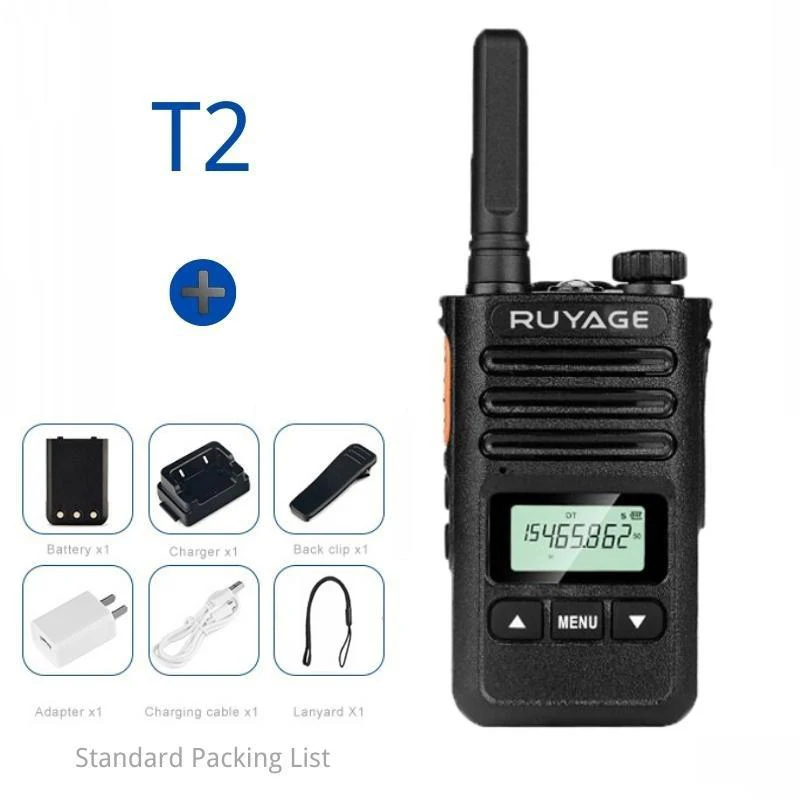 Ruyage-T2 Mini Walkie Talkie, Transceptor FM Profissional, UHF Two Way Estação de Rádio Relógio Portátil, sem fio