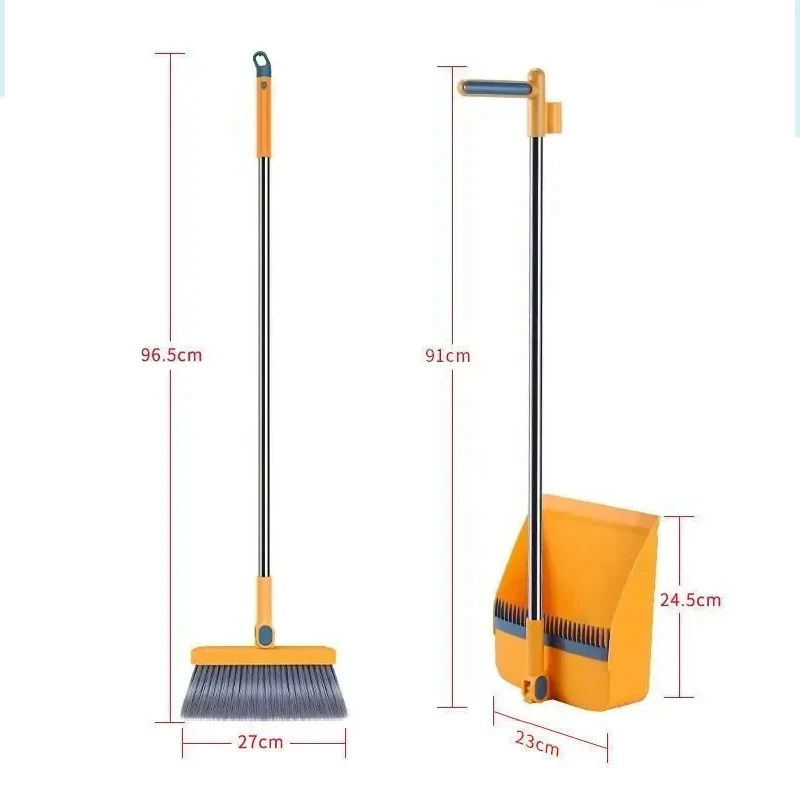 Broom and Dustpan Set Mops for Rotary Domestic Cleaning Folding Silicone Floor Picker Rotating Brushes Home Household Tools