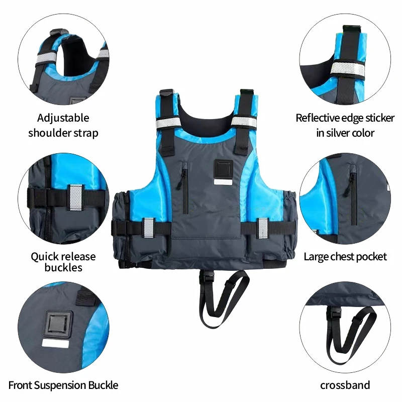 Buoyancy Aids Adults, Foam Buoyancy Life Vest Jacket with Crotch Strap Inner Pocket for Fishing Paddleboarding Kayaking Sup