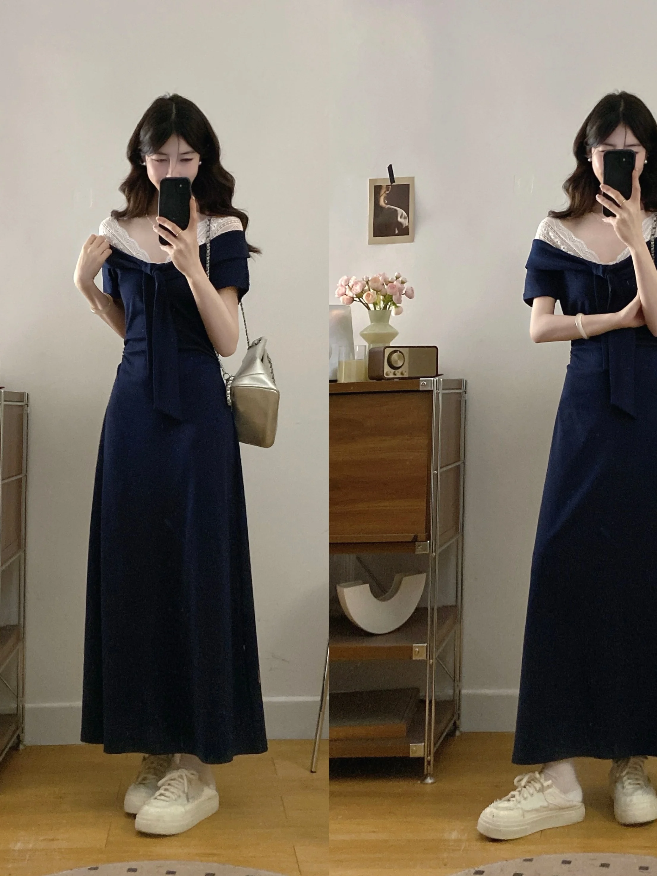 

Summer plus Size Lace V-Neck Long Dress Casual High Waist A-Line Simple Breathable Women's Clothing Casual Daily Wear
