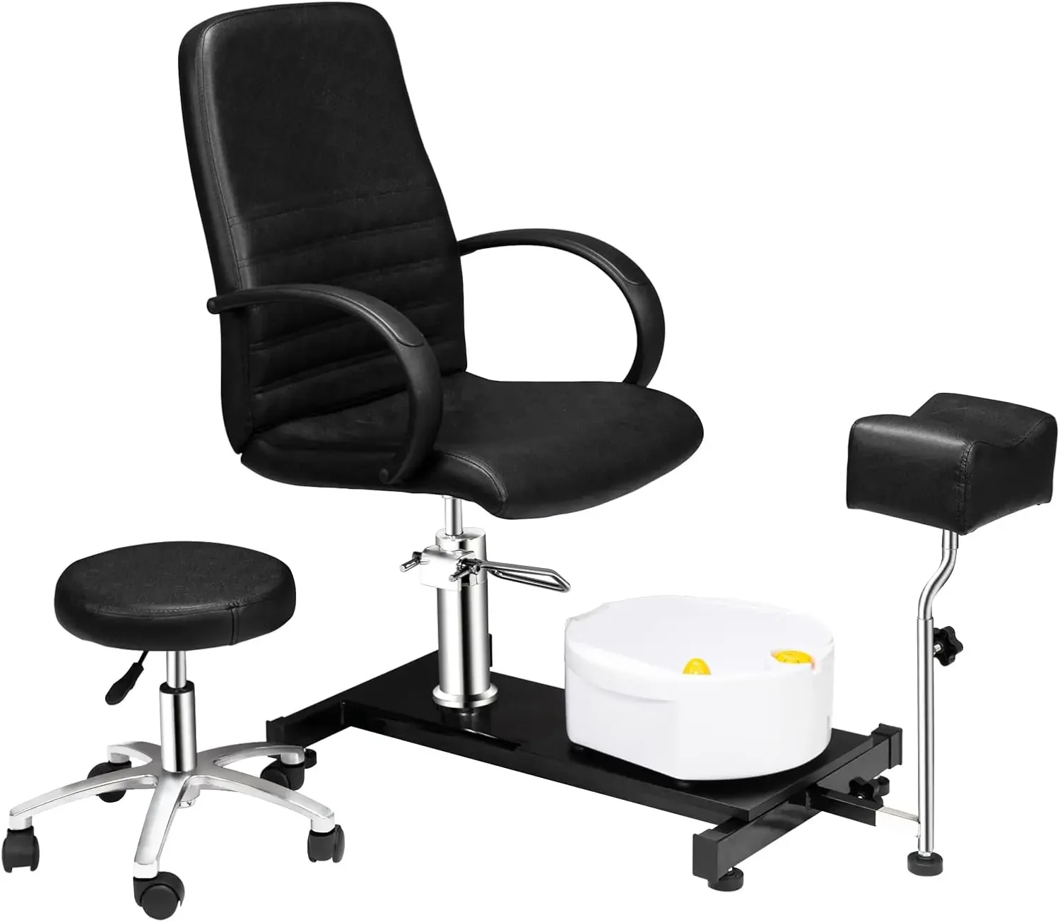 

Pedicure Chair with Stool & Bubble Massage Foot Bath, Hydraulic Pedi Chair for Nail Tech, Beauty Spa Salon Unit Station