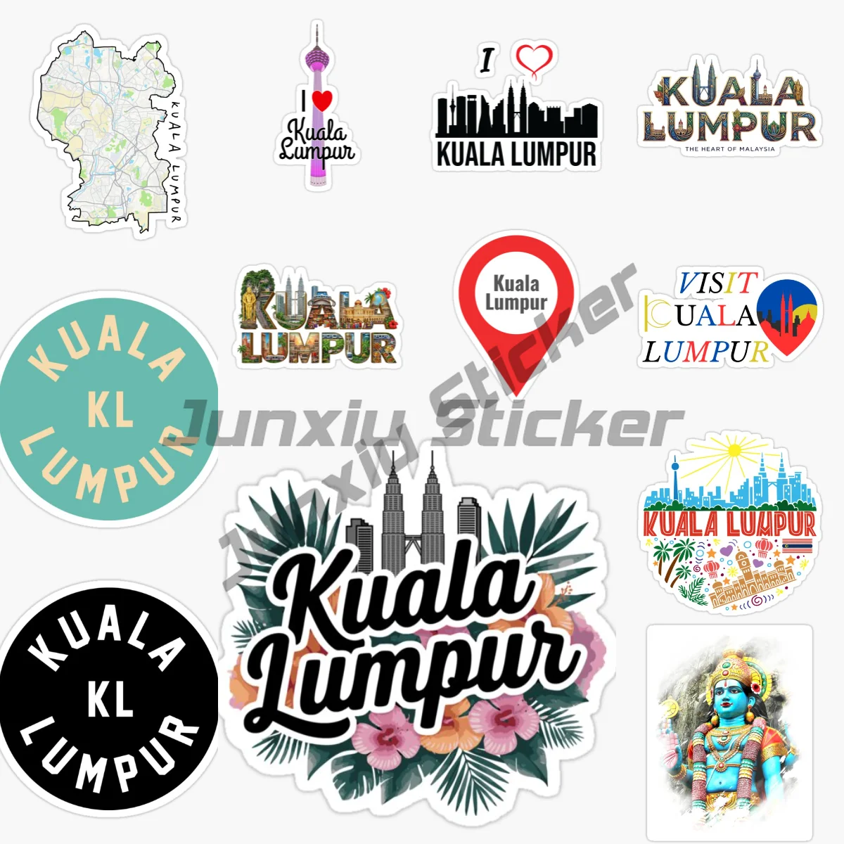 KUALA LUMPUR MALAYSIA National Flag National Emblem Mountain Scenic Car Stickers Waterproof Vinyl Decal No Fade Print and PVC
