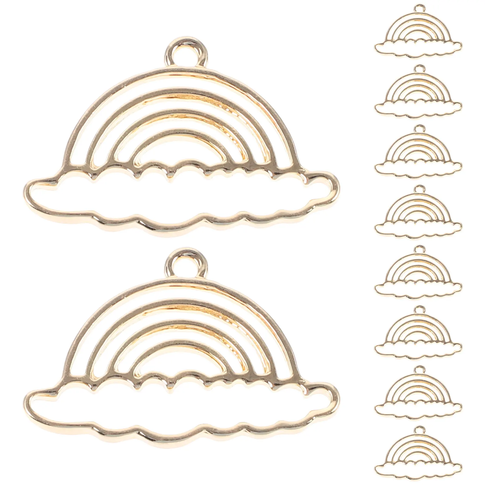 

10 Pcs Rainbow Alloy Jewelry Accessories Open Bezels for Making Charms Pendant Back