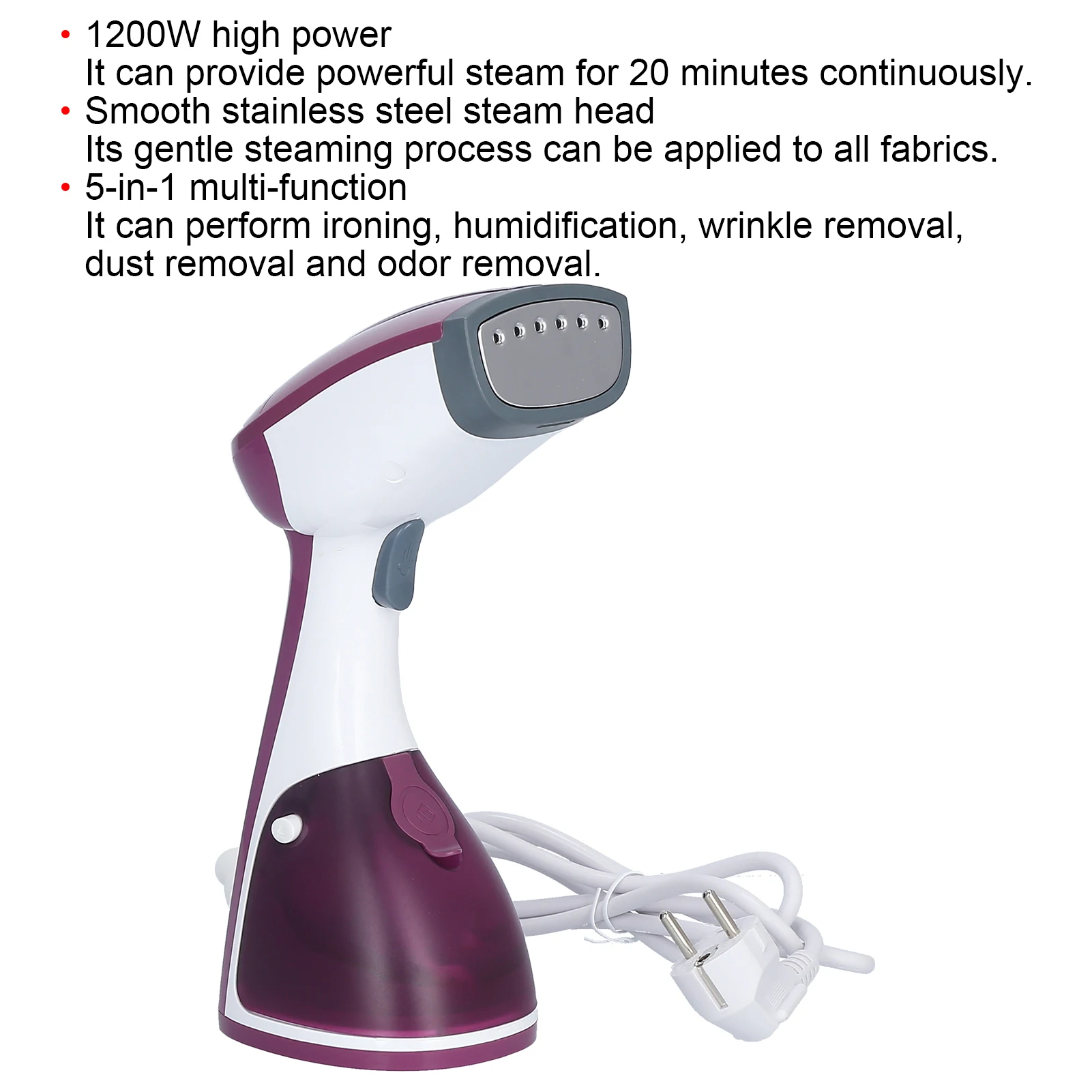 1200w Dampf bügeleisen tragbare 30er Jahre schnelle Erwärmung stark lila Dampf Eisen Falten entfernung für Heimreisen EU-Stecker 220V