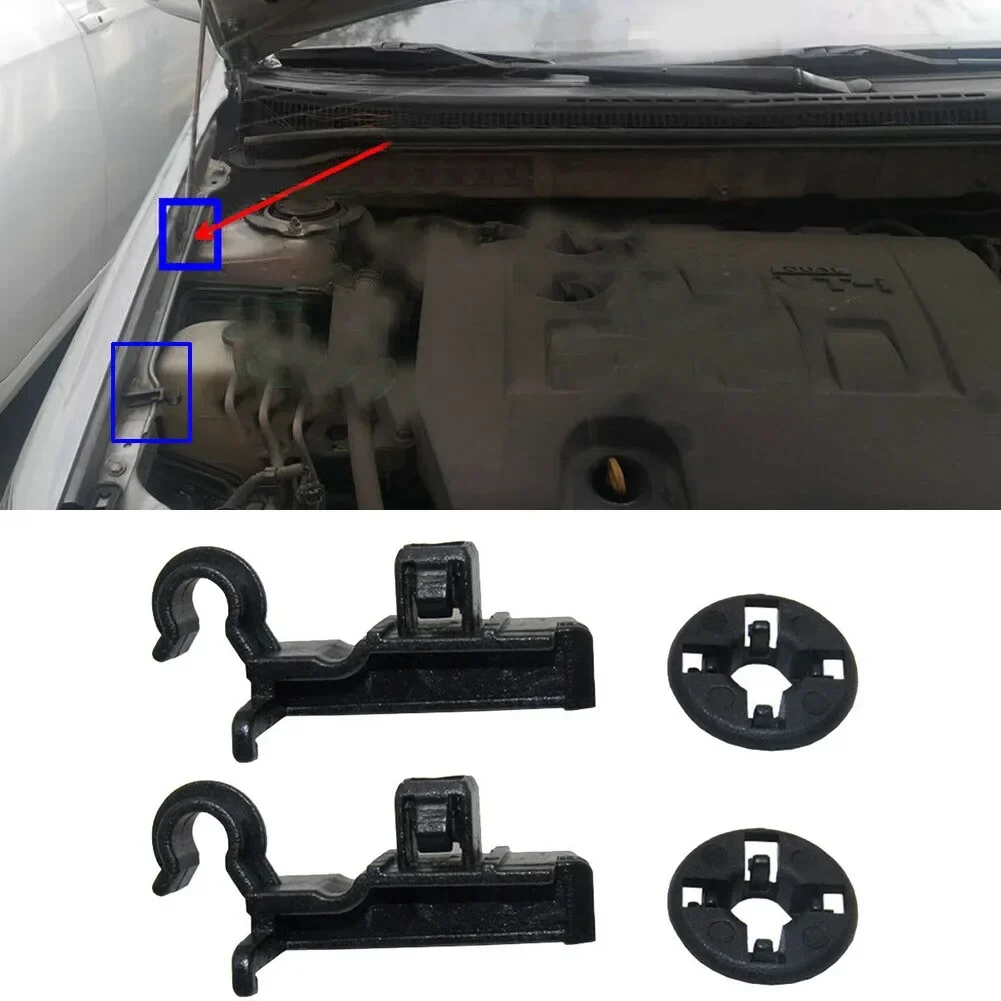 2Set Car Hood Prop Rod Clips Grommet Plastic Bonnet Stay Holder 53452-02060,90480-15034 For Toyota Corolla 2003-2005 2006 2007