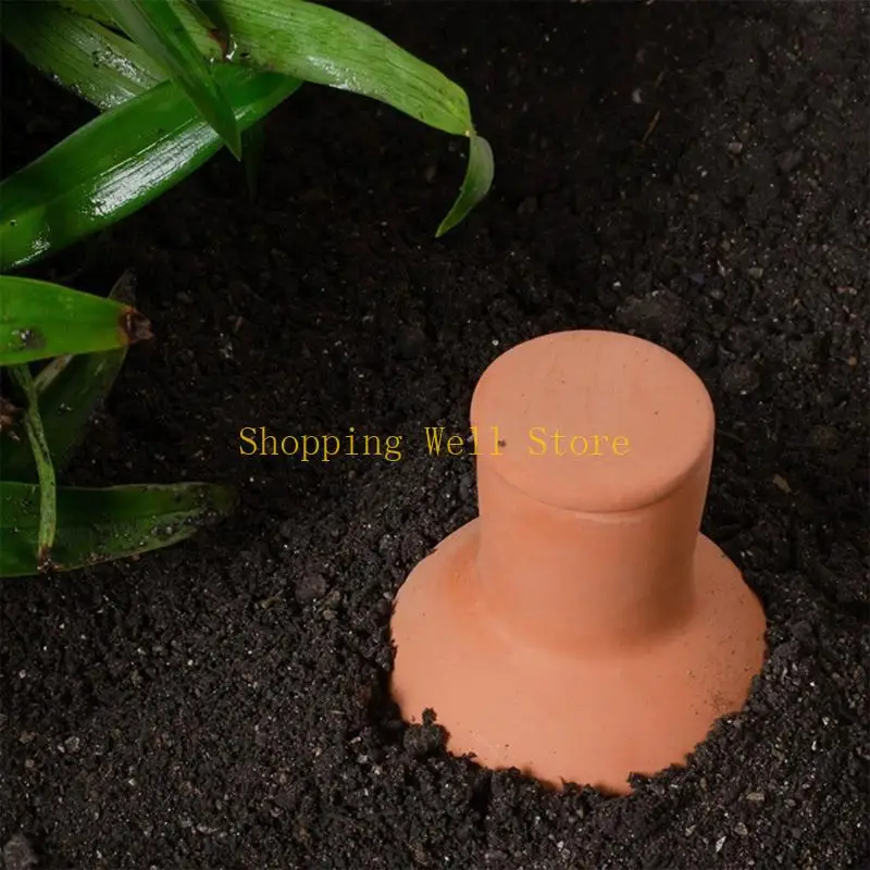 KX4B Pack Of 2 Red Clay Ceramic Automatic Watering Containers For Flowers 15oz Continuous Irrigation