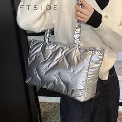 LEFTSIDE Silver Big Underarm Bags for Women 2024 Winter Y2K New Trends Luxury Fashion Shopper Shopping Shoulder Bag Handbags
