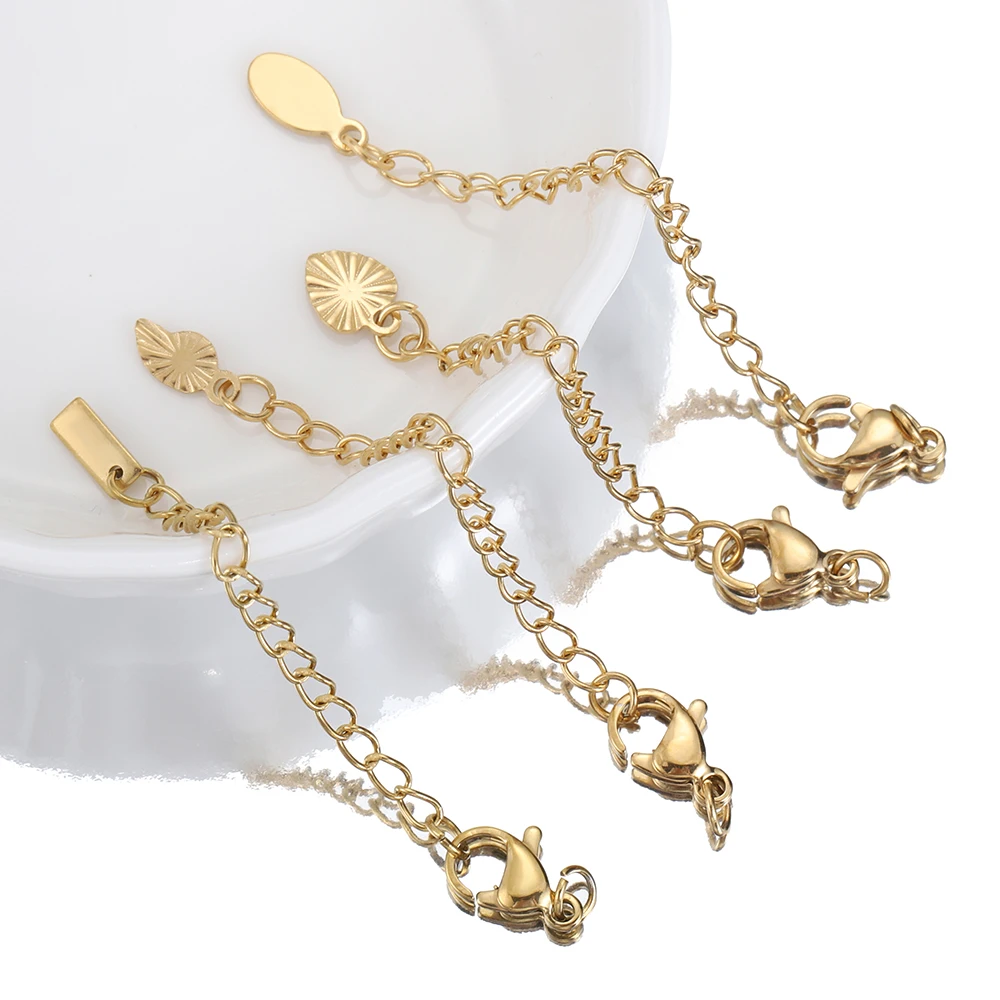 Queue d\'extension en acier inoxydable, fermoirs ster JOcorrigés, connecteur arc-en-ciel JOfor, bracelet et collier, bijoux de bricolage, 10 à 20