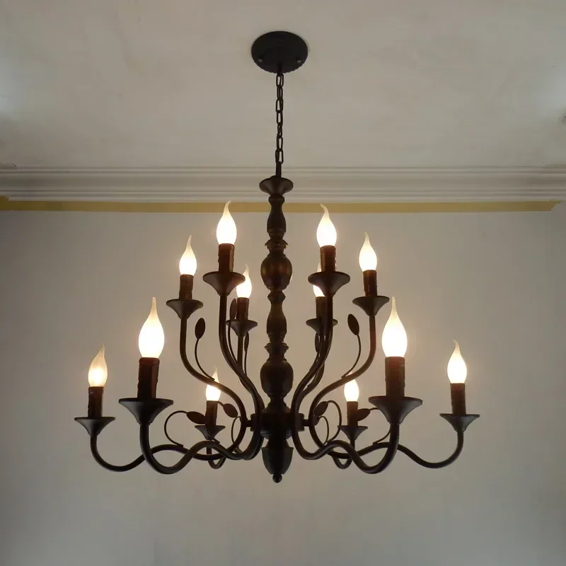 Entrance art deco metal Chandeliers for shopcase Dining Room Loft iron hanging suspension luminaria hallway E14/1 Led candle