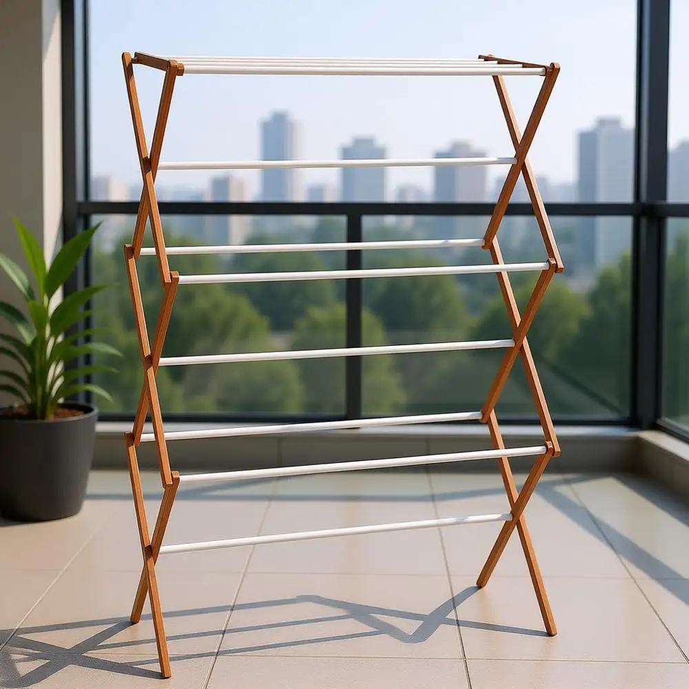 

Collapsible White Clothes Drying Rack with 11 Dowels for Eco-Friendly Laundry in Small Spaces and Dorms