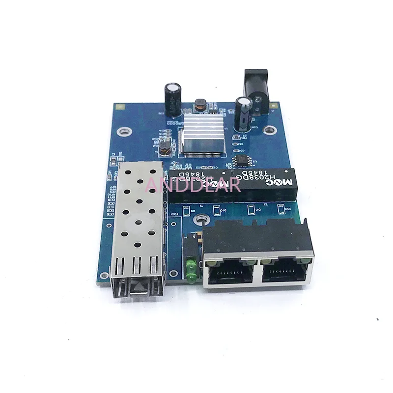 Convertidor de medios Gigabit, conmutador de fibra óptica ethernet para cámara ip, 10/100/1000M, 1 sfp 2 rj45 gigabit