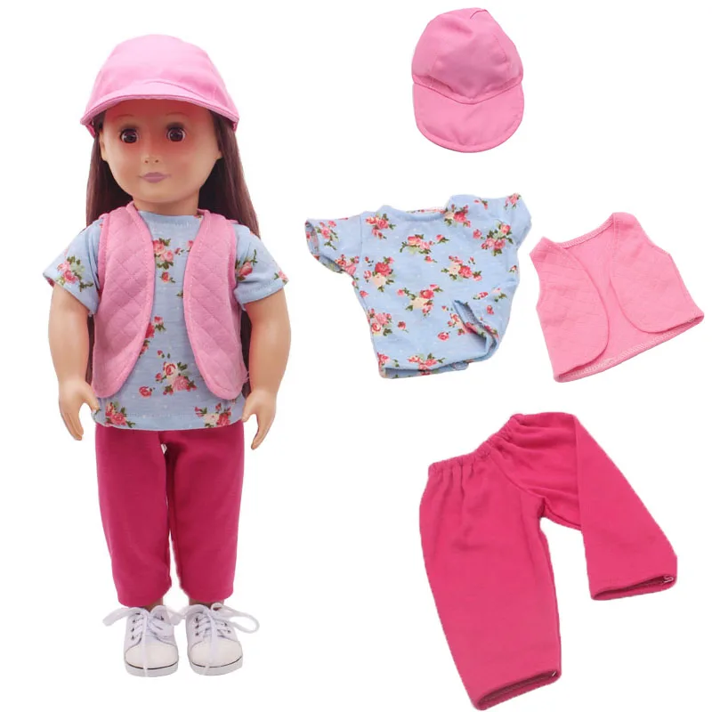 

Комплект одежды для фотосессии куклы 18 дюймов, повседневный художественный наряд, комплект из 4 предметов, шляпа, жилет с короткими рукавами, брюки, аксессуары для куклы