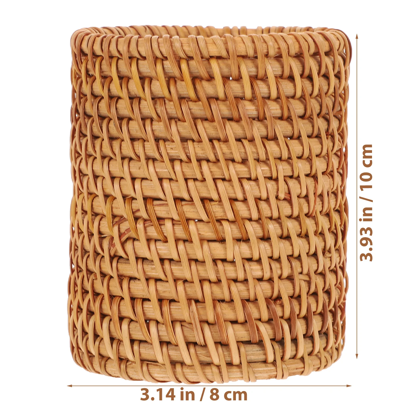 1 Rattan Woven Pen Holder Makeup Brush Bucket Office Desktop Pencil Storage Organizer Autumn Vine Pastoral Style Pen Container