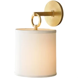 American country vintage cloth shade E14 wall lamps living room staircase hotel aisle bedroom bedside lantern sconces lights