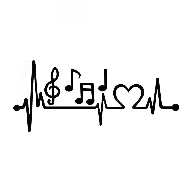 

Music Note Heartbeat Sticker High Quality Car Window Decoration Personality Pvc Waterproof Decal Black/white, 22cm*8cm