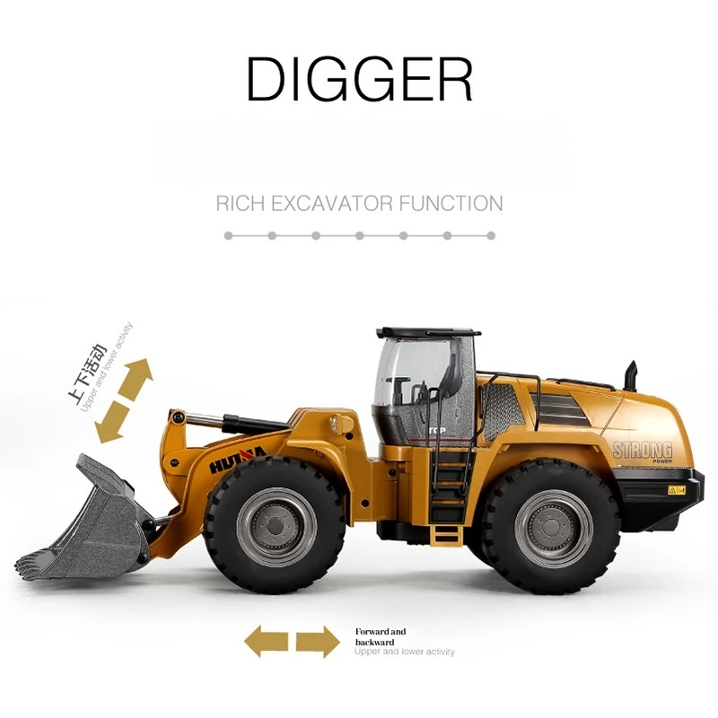 

Huina 583 alloy engineering vehicle remote control shovel hydraulic bulldozer professional bulldozer electric toy loading vehicl