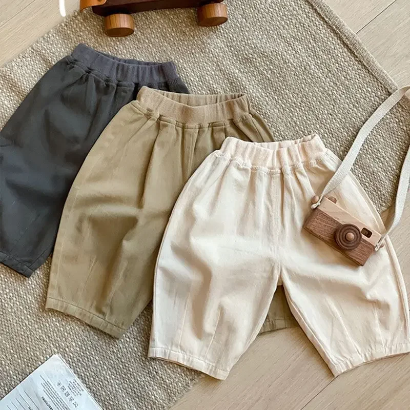 Spring Autumn Baby\'s New Versatile Baby Children\'s Solid Color Closed Casual Pants Loose 1-5Y Baby Pants
